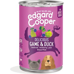 6x Edgard & Cooper Blik Vers Vlees Hondenvoer Wild - Eend 400 gr