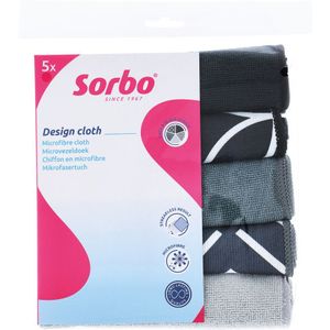 Sorbo Microvezeldoeken Grey & Black 40 x 40 cm 5 stuks