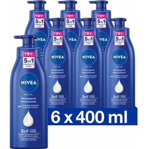 6x Nivea Bodymilk Verzorgend met pomp 400 ml