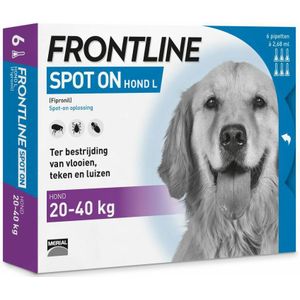 Frontline Spot On Anti Vlooien en Teken Druppels Hond 20 - 40 kg 6 pipetten