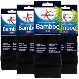 4x Lucovitaal Bamboe Sok Lang Zwart Maat 43-46 1 paar
