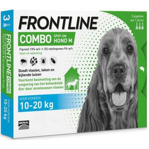 Frontline Combo Spot On Anti Vlooien en Teken Druppels Hond M 3 pipetten