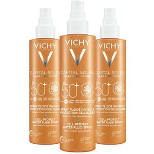3x Vichy Capital Soleil UV Cell Protect Fluide Spray SPF 50+ 200 ml