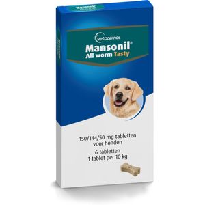 Mansonil All Worm Ontworming Tabletten Hond vanaf 2,5 kg 6 Tabletten