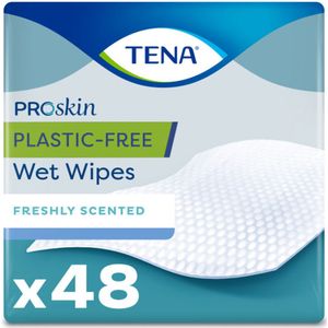 3x TENA Proskin Wet Wipes Plastic Free 32 x 20 cm 48 stuks