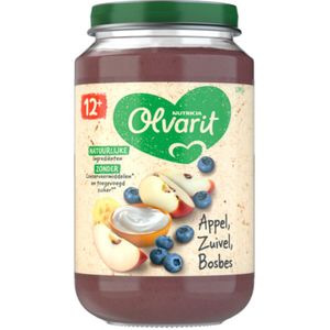 6x Olvarit Fruithapje 12m Appel Yogurt Bosbes 200 gr