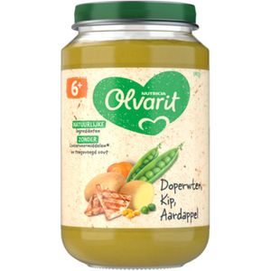 6x Olvarit Maaltijd 6m Doperwten Kip Aardappel 200 gr