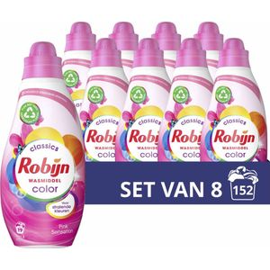 8x Robijn Klein & Krachtig Wasmiddel Pink Sensation 19 Wasbeurten 665 ml