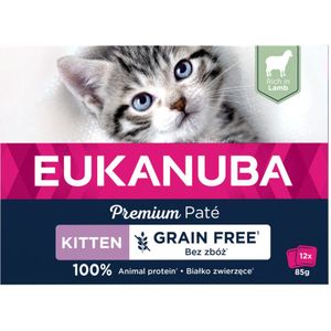 4x Eukanuba Lams Pate Graanvrij Kitten Multi-Pack 12 x 85 gr