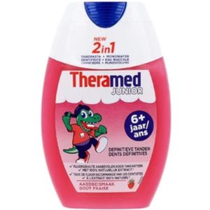 12x Theramed Tandpasta 2 in1 Junior Aardbeismaak 6+ 75 ml