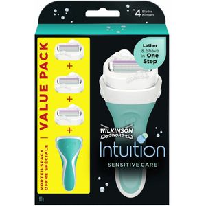 Wilkinson Sword Intuition 2 in 1 Sensitive Care Scheerapparaat + Vervangbare Scheermesjes 3 st