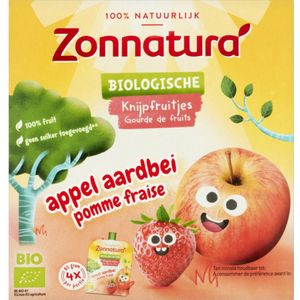 3x Zonnatura Knijpfruit Appel/Aardbei Biologisch 4 x 85 gr