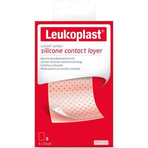 Leukoplast Cuticell Contact - Siliconen Wondcontactlaag - 5 cm x 7,5 cm - 5 Stuks