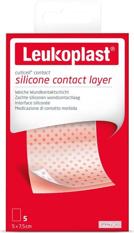 Leukoplast Cuticell Contact - Siliconen Wondcontactlaag - 5 cm x 7,5 cm - 5 Stuks