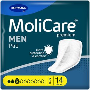 2x Molicare Premium Men Pad 3 Druppels 406 ml Absorptie 14 stuks