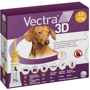 Vectra Anti-vlo & Teek 3D Hond XS 1,5-4 kg 3 stuks