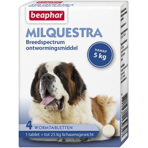 Beaphar Milquestra Ontworming Tabletten Hond 5 - 75 kg 4 tabletten