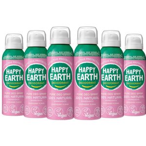 6x Happy Earth 100% Natuurlijke Deodorant Natural Air Spray Lavender Ylang 100 ml