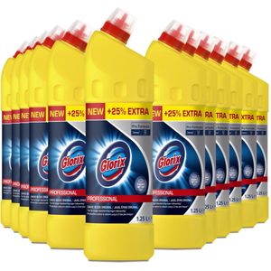 12x Glorix Professional Toiletreiniger Dikke Bleek Original Pro Formula 1,25 liter