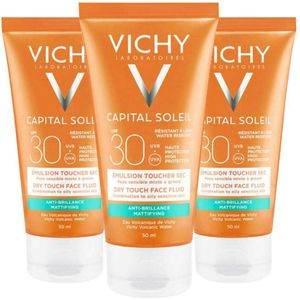 3x Vichy Capital Soleil Dry Touch Zonnecrème SPF 30 Gezicht 50 ml