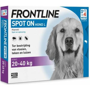 Frontline Spot On Anti Vlooien en Teken Druppels Hond 20 - 40 kg 4 pipetten