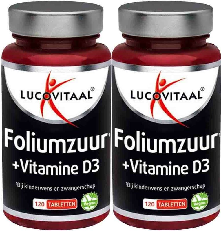 Lucovitaal - Foliumzuur + Vitamine D3 - 120 Tabletten - Voor Kinderwens en Zwangerschap