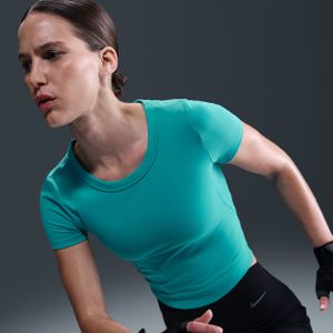 Nike One Fitted Dri-FIT Crop Top mit kurzen Ärmeln für Damen - Grün
