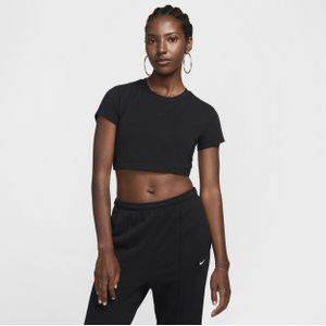 Nike Sportswear Chill Knit schmal geschnittenes Kurz-T-Shirt (Damen) - Schwarz