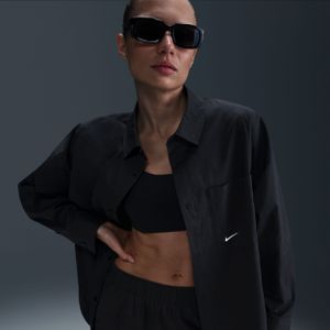 Nike Sportswear Chill Poplin Longsleeve mit weiter Passform und Knopfverschluss (Damen) - Schwarz
