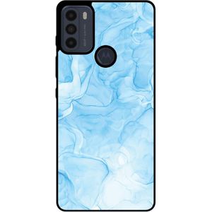 Telefoonhoesje Geschikt voor Motorola Moto G50 met
 marmer opdruk - TPU backcover case marble design - Lichtblauw