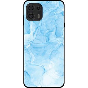 Telefoonhoesje Geschikt voor
 Motorola Edge 20 Lite met marmer opdruk - TPU backcover case marble design -
 Lichtblauw