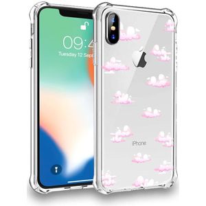 Telefoonhoesje geschikt voor iPhone X/Xs
 met stootrand siliconen flexibel met geanimeerde wolken - Silicone case for
 iPhone X/Xs - Transparant
