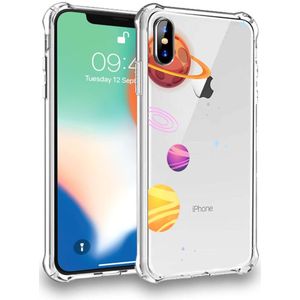 Telefoonhoesje geschikt voor iPhone X/Xs
 met stootrand siliconen flexibel met planeten opdruk - Silicone case for
 iPhone X/Xs - Transparant