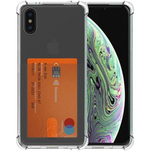 Telefoonhoesje Geschikt voor iPhone X/Xs
 met Pasjeshouder Doorzichtig Siliconen - Transparant TPU Shockproof Backcover
 Case with Card Slot