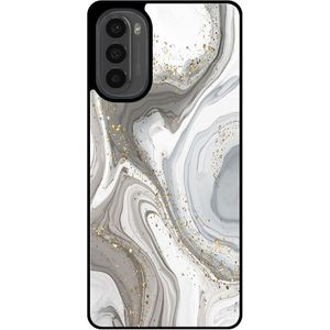 Telefoonhoesje Geschikt voor Motorola Moto G52 / G82
 met marmer opdruk - TPU backcover case marble design - Zilver