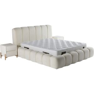Idol - Boxspring - Beige - Teddy Bouclé - Met Opbergruimte