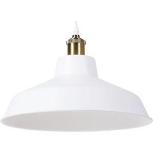 Hanglamp wit ronde metalen lampenkap industrieel ontwerp