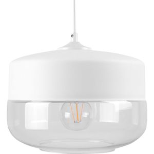 Hanglamp wit transparant glas lampenkap geometrische ronde modern ontwerp