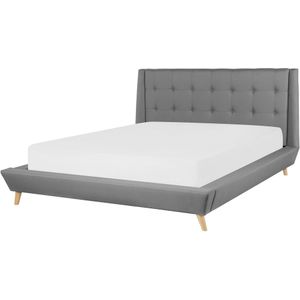 Gestoffeerd bed grijs met lattenbodem 160 x 200 cm TOURS