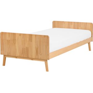 Eenpersoonsbed 90 x 200 cm lichthout dennenhout lattenbodem modern Scandinavische stijl slaapkamer