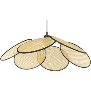 Hanglamp naturel en zwart metaal ijzer rotan boho traditionele verlichting woonkamer eetkamer slaapkamer