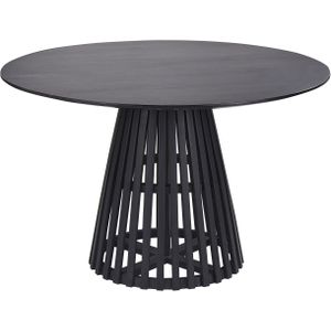 Eettafel zwarte kleur acaciahout 120 cm rond voor 4 personen moderne keuken eetkamer