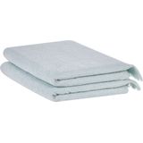 Set van 2 badlakens handdoeken mint badstof katoen polyester 100 x 150 cm kwastjes textuur badhanddoeken