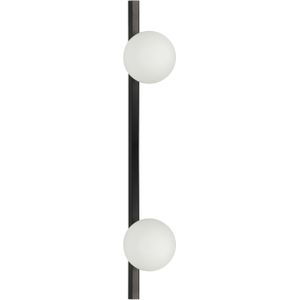 Wandlamp 2 lichten zwart wit glas ijzer 85 cm bolkap verlichting slaapkamer woonkamer modern