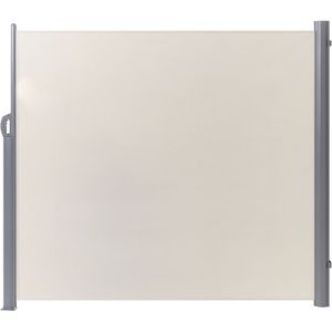 Windscherm beige polyester 180 x 300 cm zijluifel aluminium frame uitrolbaar