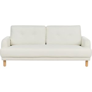 Driezitsbank off-white polyester stof houten poten loveseat bank retro minimalistische woonkamer meubels