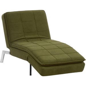 Chaise longue groen polyester gestoffeerd geheel verstelbaar getuft modern glamour ontwerp