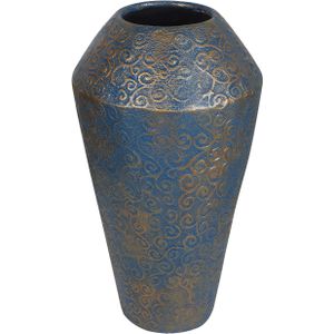 Decoratieve vaas blauw/goud keramiek 51 cm antiek-look