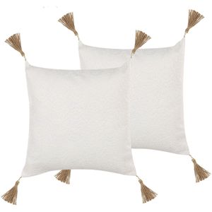 AZALEA - Sierkussen set van 2 - Beige - 45 x 45 cm - Polyester