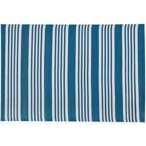 Buitenkleed blauw/wit/grijs polypropyleen gestreept 120 x 180 cm